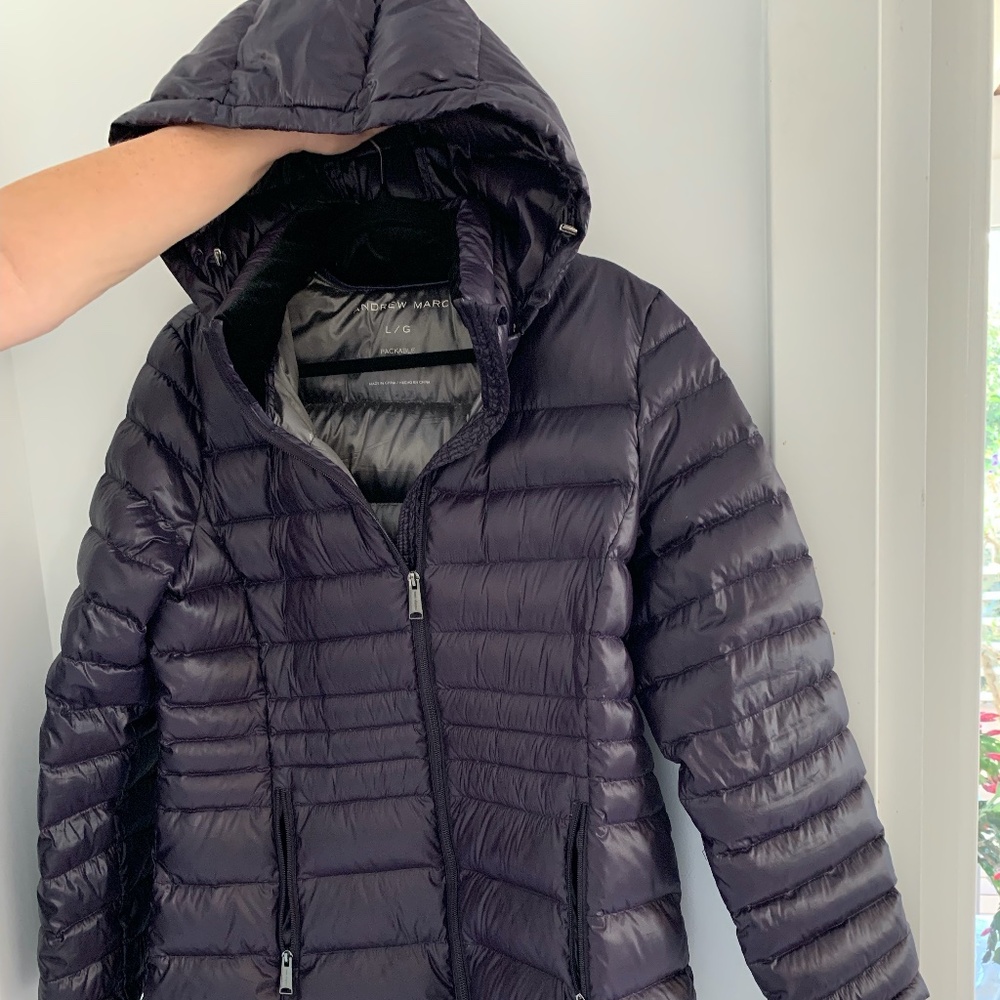 Marc Andrews Large Purple Packable Lightweight Premium Down Puffer Jacket
